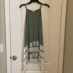 Green & White Tie Dye Flowy Dress
